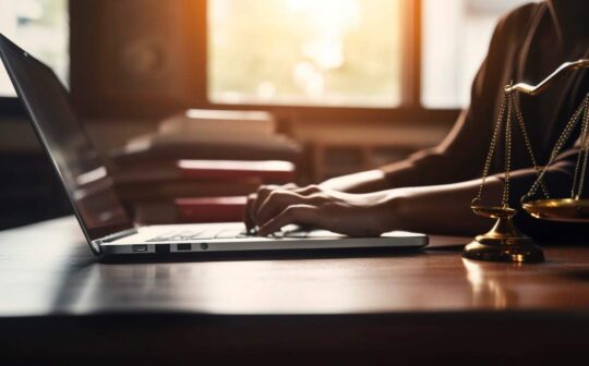 Prawnik pracujący przy komputerze